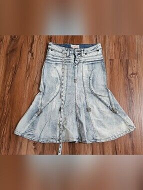Vintage Candies Acid Wash Denim Flared Mermaid Skirt Size 1